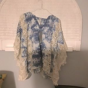 Mind Set Tie Dye & Lace Poncho (NWT)